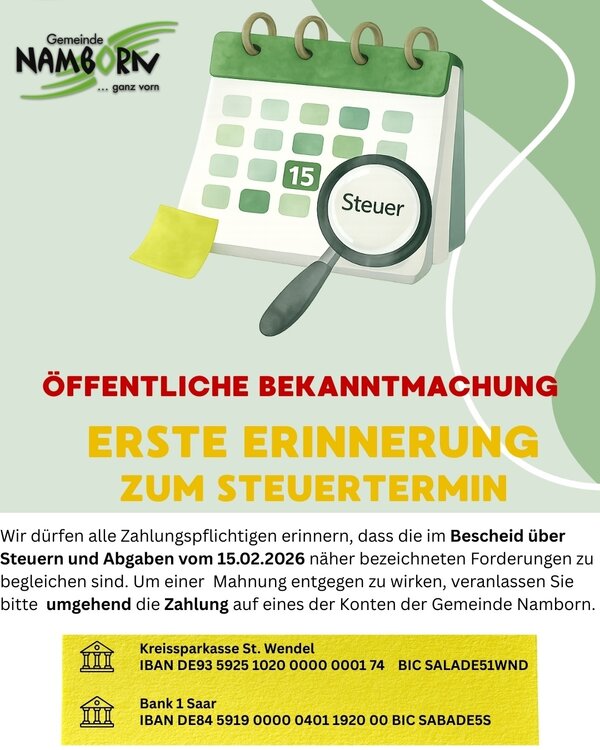 Steuern und Abgaben 1. Erinnerung