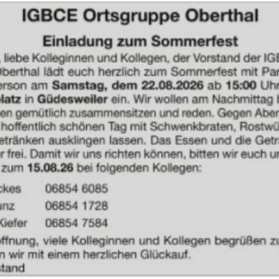 IGBCE Oberthal Sommerfest