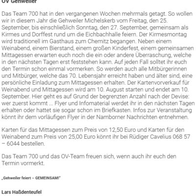 Kirmes_Dorffest Gehweiler