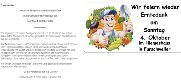 Erntedank Furschweiler